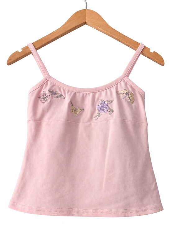 bebe Tops - Bebe Pink Butterfly Floral Embroidered Cami Tank Y2K Fairycore Coquette S